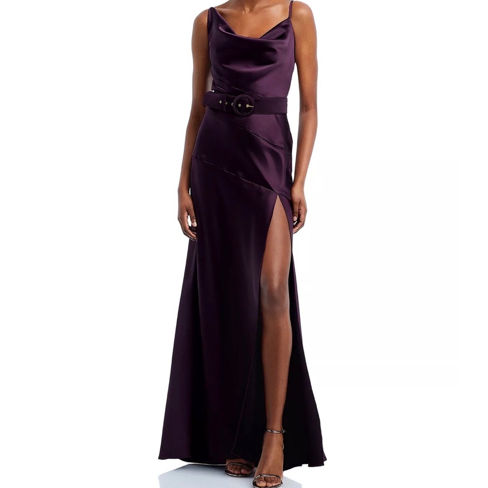 Aqua by Bloomingdale’s Belted Cowl Neck Maxi Slip Dress